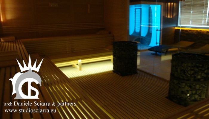 Progetto centro benessere  sauna su misura e stanza del sale, realizzazione cento benessere, architetto progetto centro benessere, roma