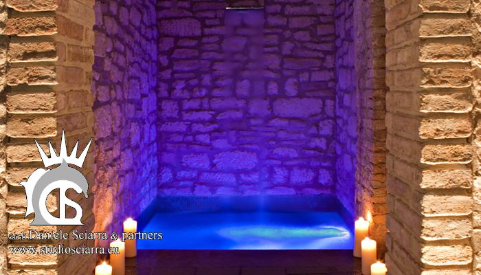 realizzazione centro benessere con piscina idromassaggio e cascate