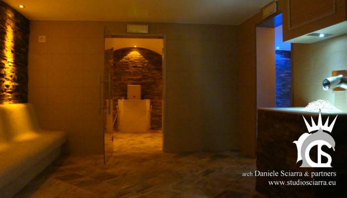 Progettazione centri benessere spa con tepidarium bagno turco e macchina del ghiaccio, realizzazione centri benessere spa con macchina del ghiaccio