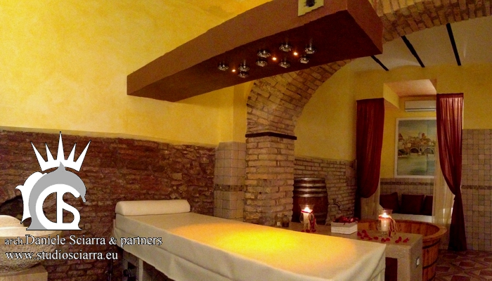 Progetto centro benessere spa alle terme di trastevere, realizzazione centro benessere terme di trastevere architetto daniele sciarra roma