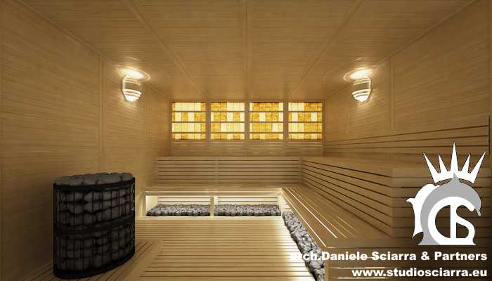 La grande sauna finlandese in legno